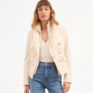 Veronica Beard Cream Double-Breasted Dickie Blazer